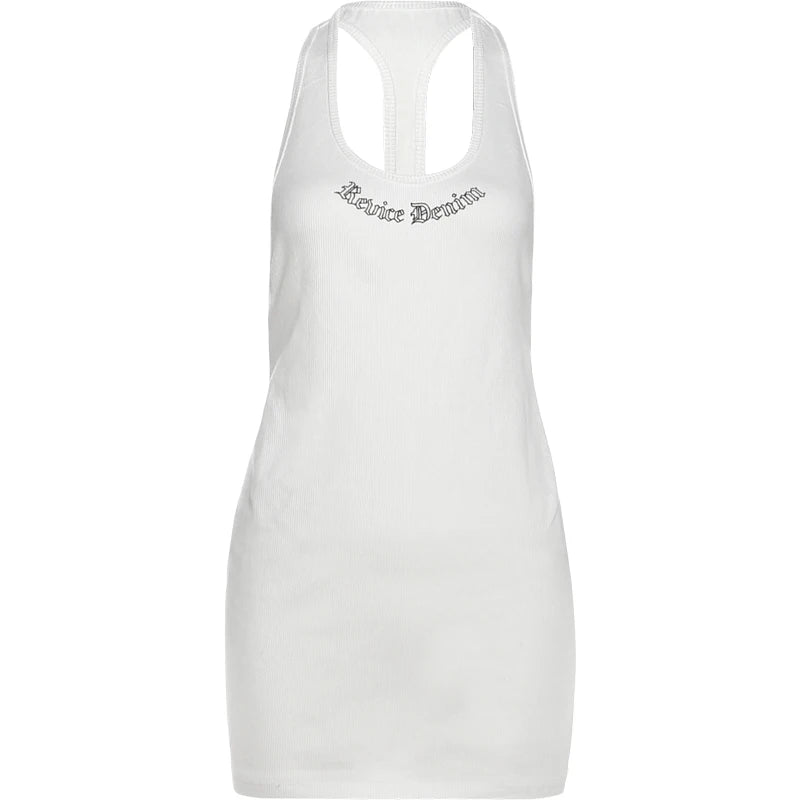 Backless Halter Dress With Letter Print Clubwear