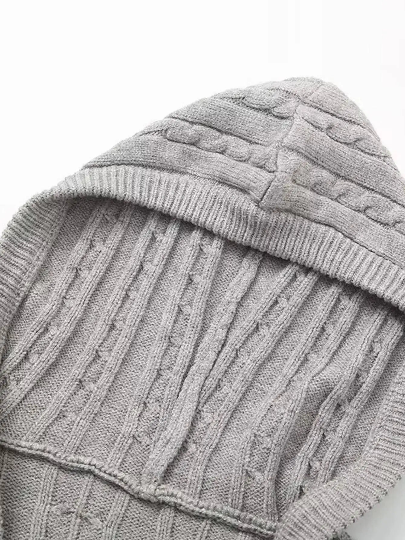 Sexy Vintage Hooded Knitted Long Sleeve Set
