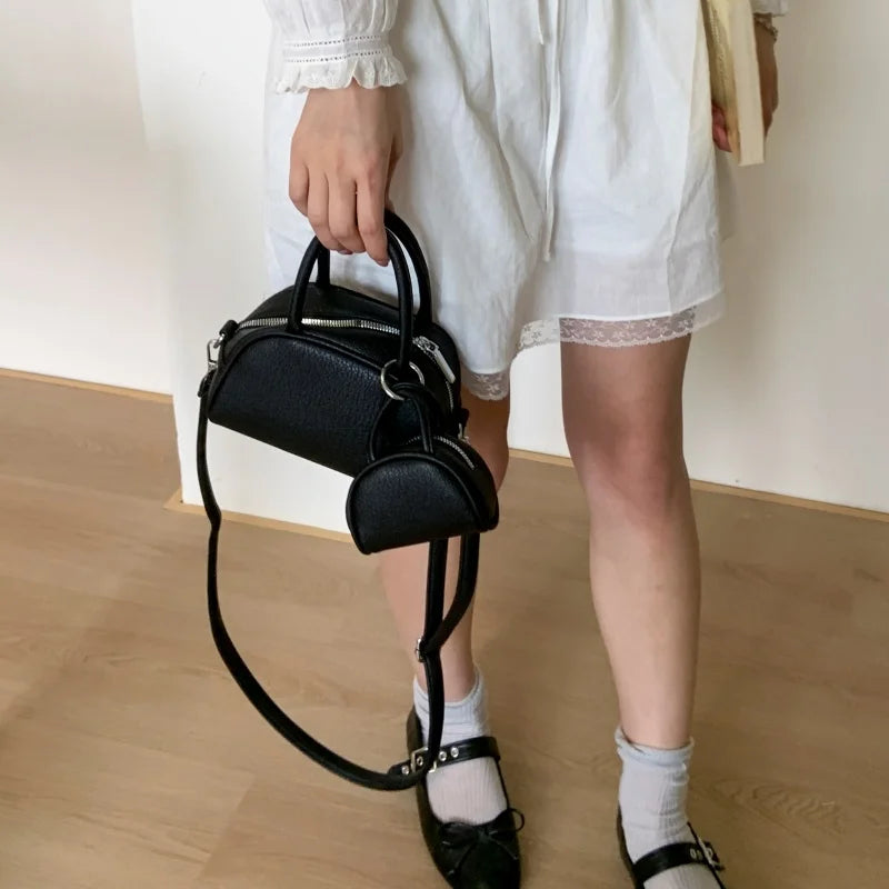 Mini PU Leather Crossbody Bag Set For Women With Short Handle Purses