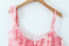 Vintage Print Asymmetrical Mesh Slim Backless Camisole