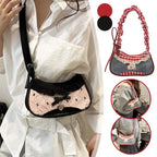 Lace Ribbon Tote With Stretchable Shoulder Strap Handbag