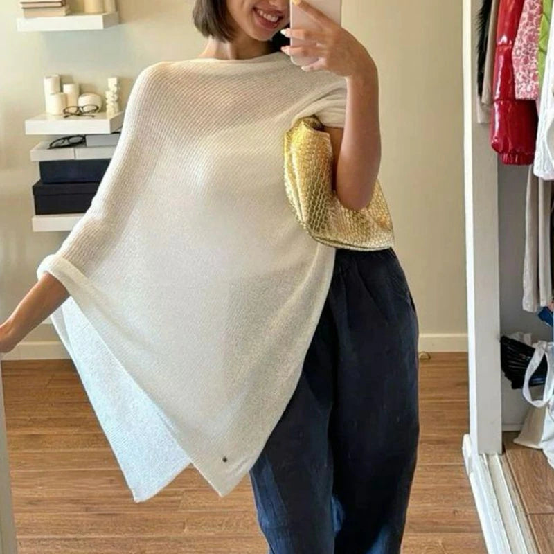 Off Shoulder Knit See Through Lightweight Pullover
