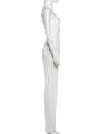 Hollow Backless Patchwork Elegant Evening Dress For Women Turtleneck Sleeveless Ankle Length Ruched Detailing