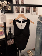 Y2K Halter Neck Backless Crop Tank Top