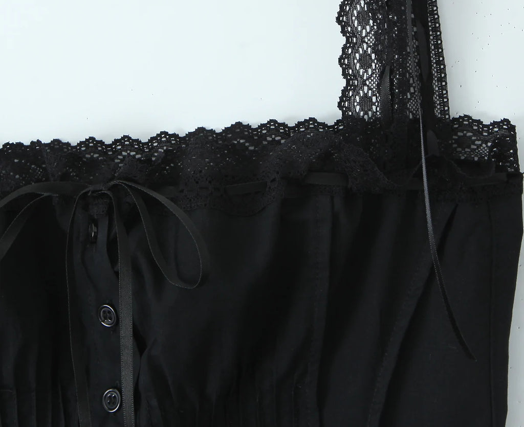 Golden Lace Ribbon Bow Corset Crop Top