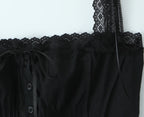 Golden Lace Ribbon Bow Corset Crop Top