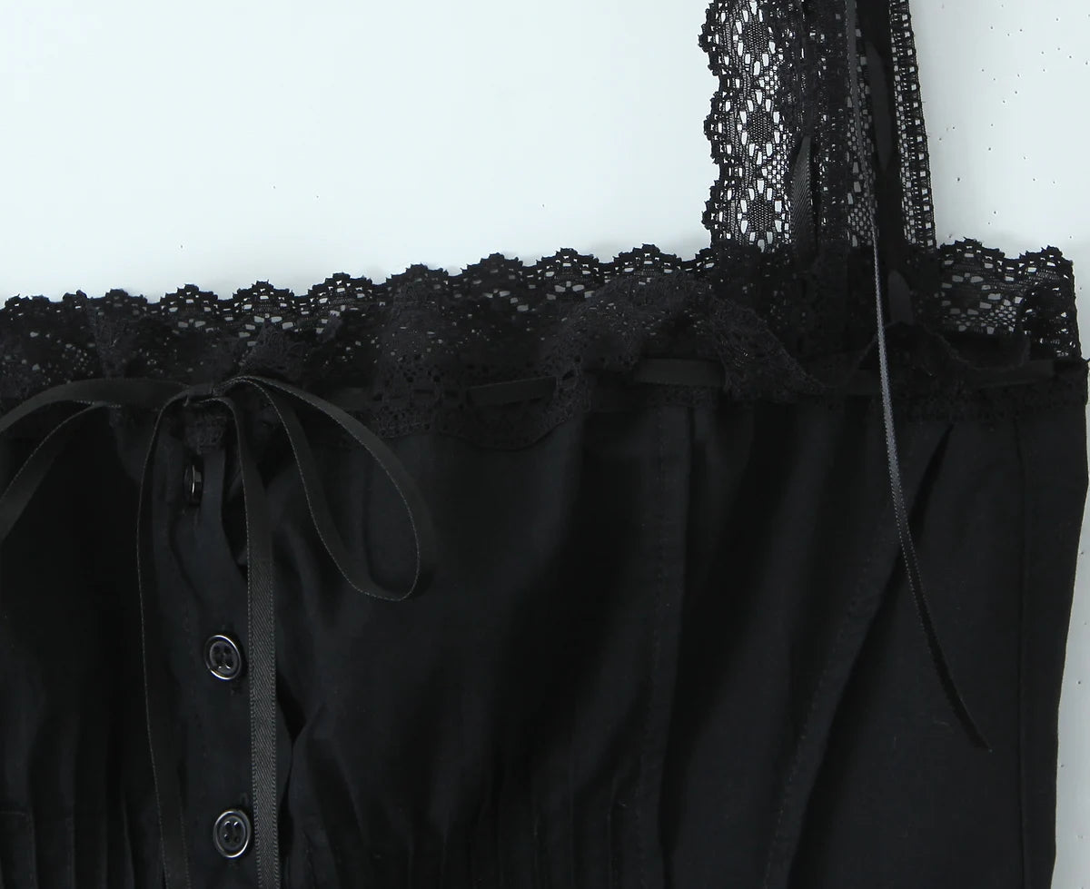 Golden Lace Ribbon Bow Corset Crop Top