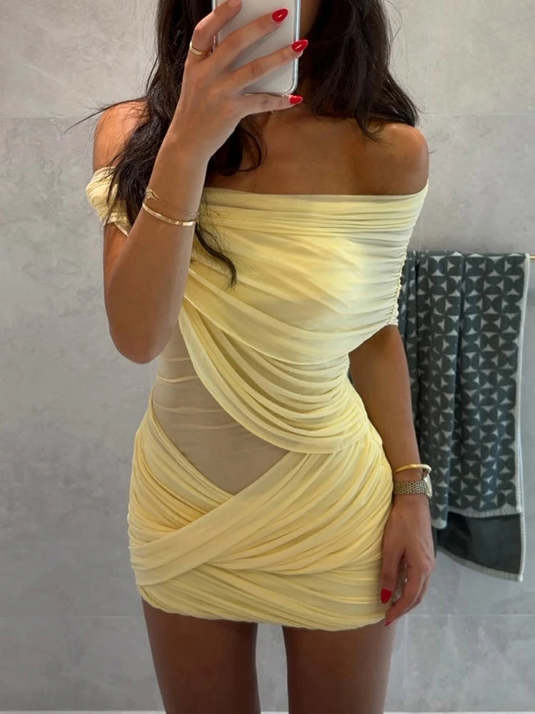 Sexy Patchwork Mesh Mini Dress
