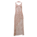 Flirty Florals Halter Maxi Dress With High Slit Backless Tie Neck And Scarf