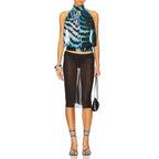 Gradient Print Halter Crop Top Open Back Sleeveless
