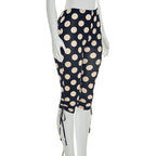 Polka Dot Patchwork Capri Pants With Drawstring Waist