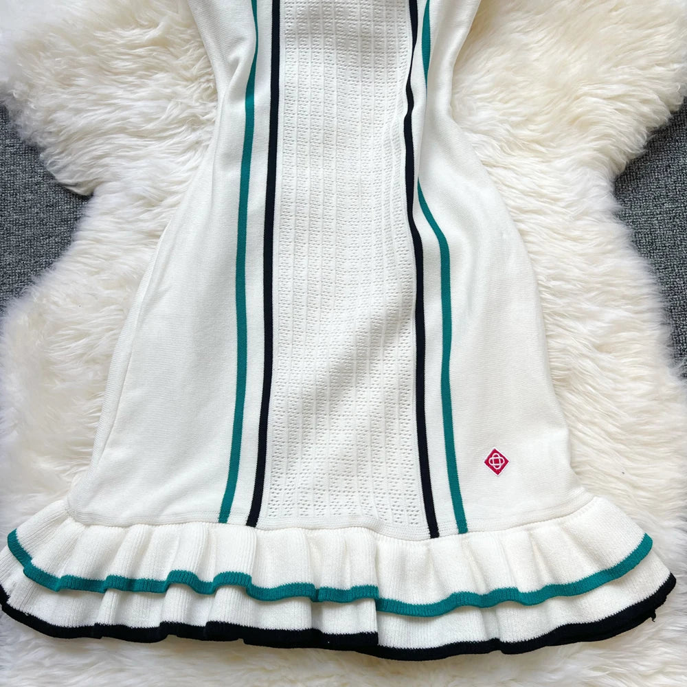 Knit Mini Dress With Ruffles