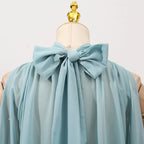 Off Shoulder Chiffon Blouse With Lightweight Fit Asymmetrical Hem And Bow Detail