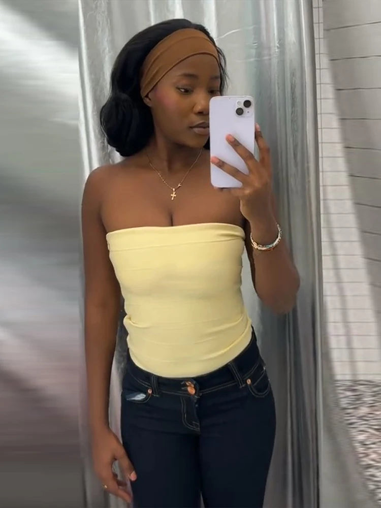 Sultry Bandage Corset Top Off Shoulder Crop With Stripe Accent