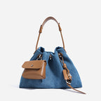 Denim Day Bag With Minimalist Crossbody