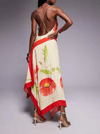 Romantic Floral Spaghetti Strap Backless Maxi Dress