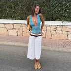 Sequin V-Neck Lace Top Ruffle Skirt Set Slim Fit Sleeveless Sheer