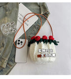String Bucket Bag For Women Lightweight Crossbody Versatile Hollowout Design