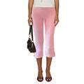 Bow Detail Cropped Capri Pants For Summer Slim Fit With Elastic Waist Solid Stretch