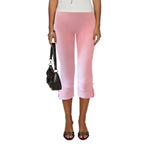 Bow Detail Cropped Capri Pants For Summer Slim Fit With Elastic Waist Solid Stretch