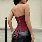 Hollow Out Edgy Bandage Halter Corset Top
