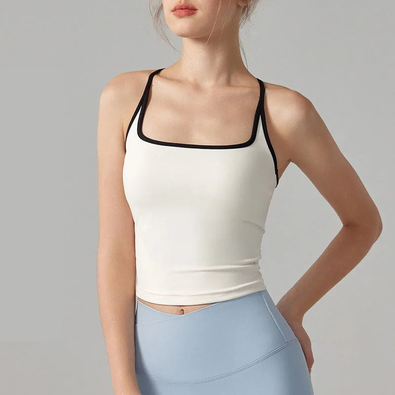 Colorful Yoga Vest With Fixed Chest Pads Women Gym Sleeveless Tank Top For Fitness And Running