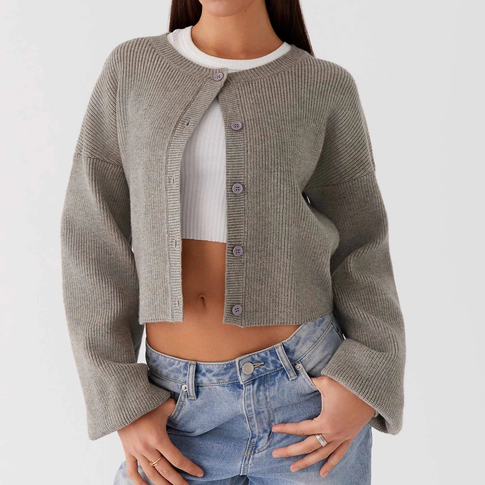 Cozy Loose Cardigan For Women With Open Stitch Knitwear