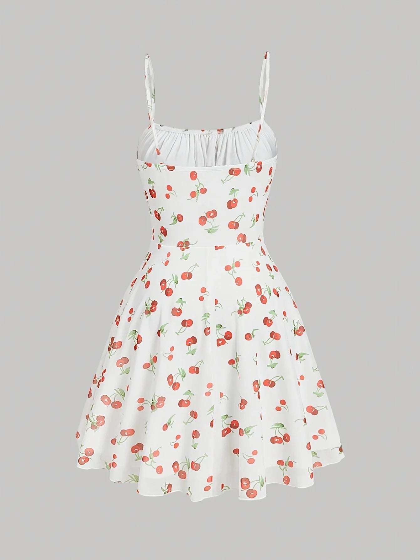 Cherry Print Vintage Summer Dress With A-Line Swing Sundress