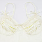 Backless Lace-trimmed V Neck Top Sleeveless Bow Spaghetti Strap Camisole