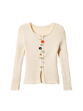 Apricot Knit Tee With Vintage Nineties Aesthetic Long Sleeve Striped Top For Cozy Layering