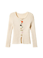 Apricot Knit Tee With Vintage Nineties Aesthetic Long Sleeve Striped Top For Cozy Layering