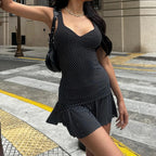 Sexy Coquette Polka Dot Print Low Cut For Women Sleeveless Mini Dress