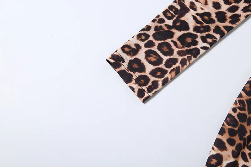 Leopard Print Off-Shoulder Backless Patchwork Dress For Women