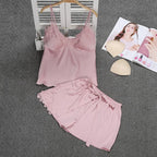 Sweet Bow Sexy Women's Lingerie 2PCS Pajamas Suit