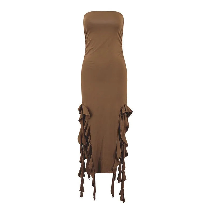 Tube Top Strapless Sexy Midi Dress