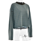 Stripe Patchwork Long Sleeve Tee for Casual Streetwear and Everyday