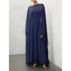 Sheer Cape Blouse With High Low Hem Polka Dot Or Solid Color