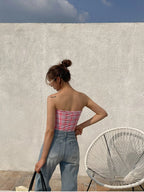 Plaid Push Up Backless One Piece Swimsuit