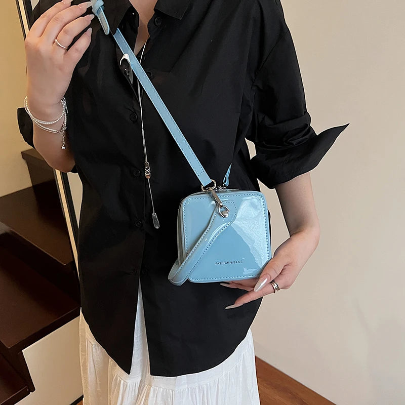 Mini Box PU Leather Crossbody Bag With Short Handle Phone Friendly Compact