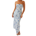 Floral Strapless Sleeveless Maxi Dress With Bodycon Silhouette