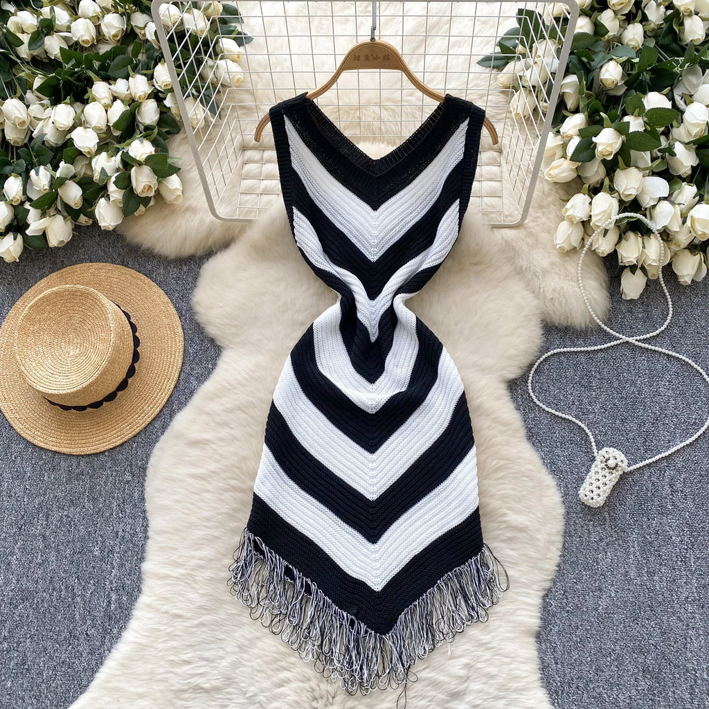 Knitted Mini Dress With Irregular Hem