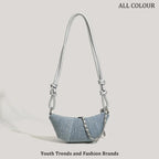 Denim Blue Crossbody Bag For Women With Harajuku Street Flair And Modern High Street Style