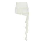 Irregular Mesh Ruffle Edge Low Waist Short Skirt