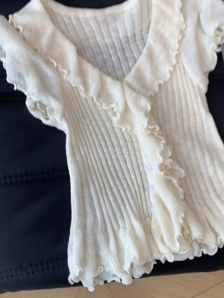Elegant Bow Tie Wrap Crop Top Cardigan