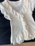 Elegant Bow Tie Wrap Crop Top Cardigan