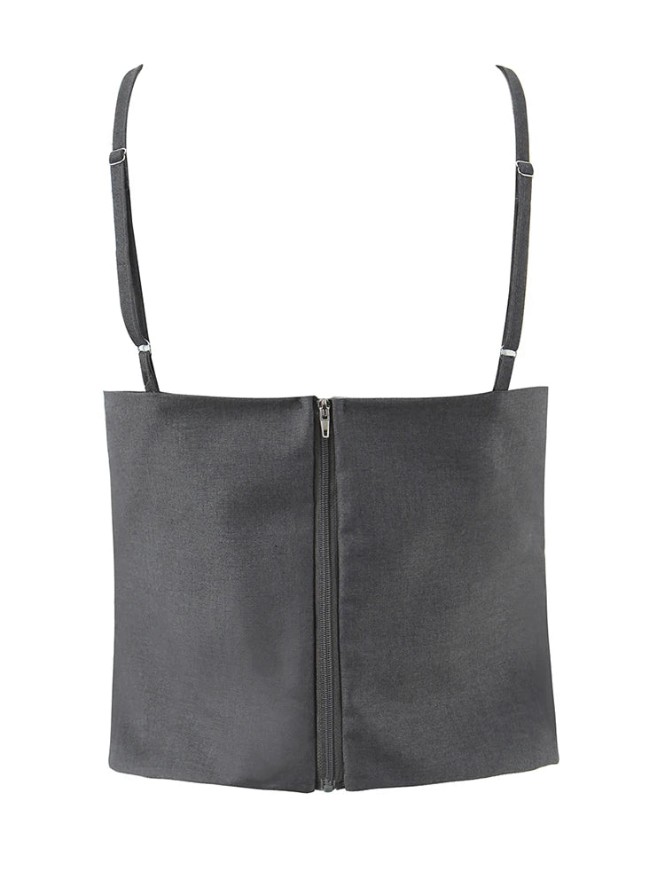 Vintage Square Collar Hollow Out Sleeeveless Cropped Top