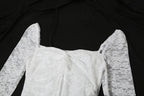 Gothic Fairycore Lace A Line Dress With Flare Sleeves And Square Neck