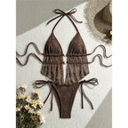 Hollow Out Tankini Halter Bikini Padded Two-pieces Bikini set