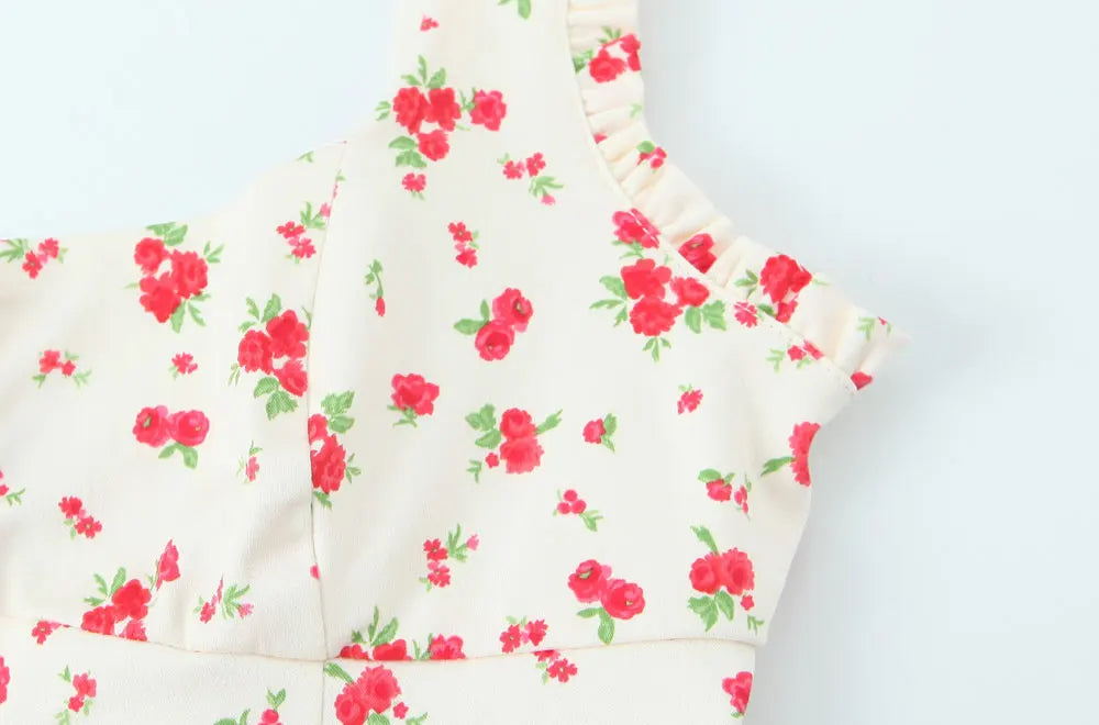 Floral Print Tank Top And Mid Waist Pleated Mini Skirt Two-piece Set