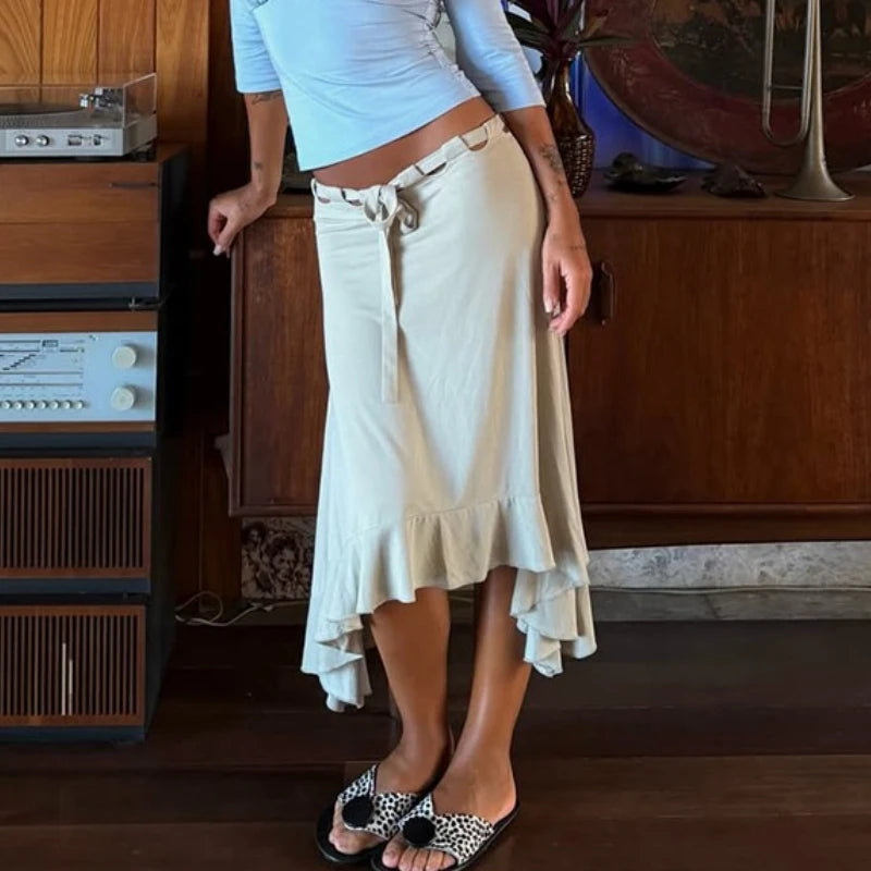 Fashion Irregular Lace Up Skirt
